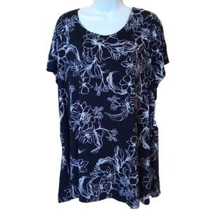 Black white Printed Blouse or Blousy Top Size 2X  New NWT